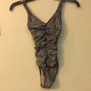 Leopard print one-piece bathing suit